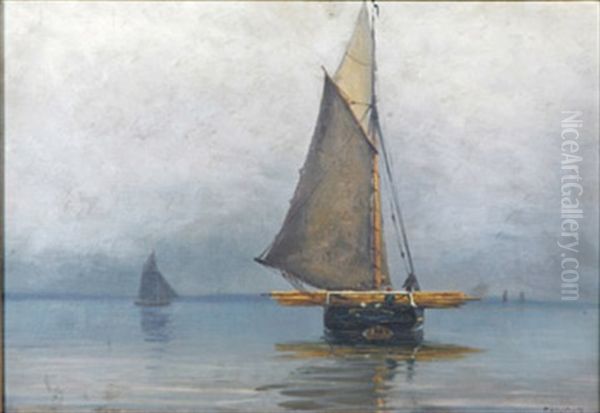 Segelfartyg Pa Stilla Hav Oil Painting by Haakon Jensen Kaulum