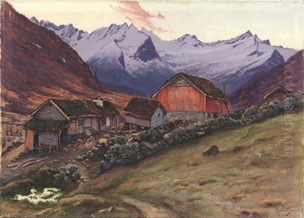 Fra Velledalen, Sundmore. Fra Garden Drotninghaug Oil Painting by Haakon Jensen Kaulum