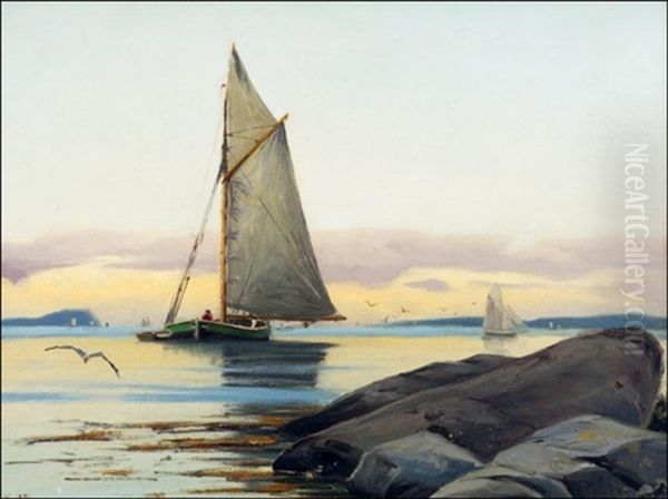 Saaristopurjehdusta Oil Painting by Haakon Jensen Kaulum