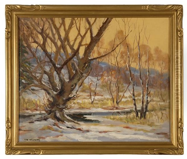 Winter Landscape Oil Painting by Theodore Kautzky