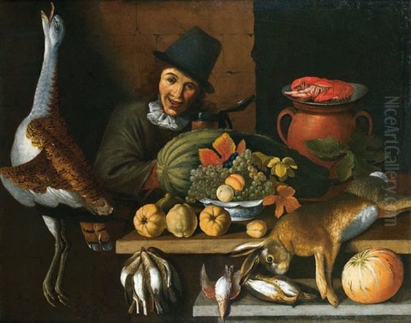 Serviteur Dans Un Garde-manger Oil Painting by Albrecht Kauw the Elder