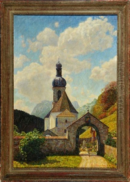 Ramsau - Kirche Bei Berchtesgaden Oil Painting by Paul Kauzmann