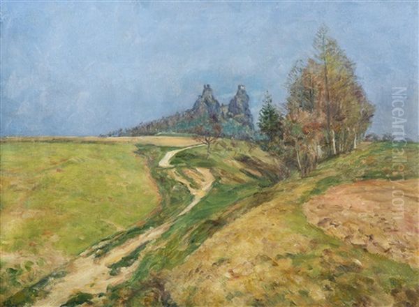 Spring Beneath Trosky Oil Painting by Frantisek Kavan