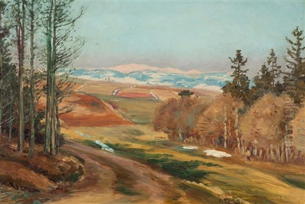 Early Spring In The Krkonose Foothills Oil Painting by Frantisek Kavan