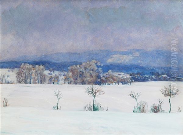 Winter In Highlands Oil Painting by Frantisek Kavan