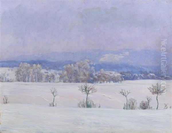 Winter Landscape Oil Painting by Frantisek Kavan