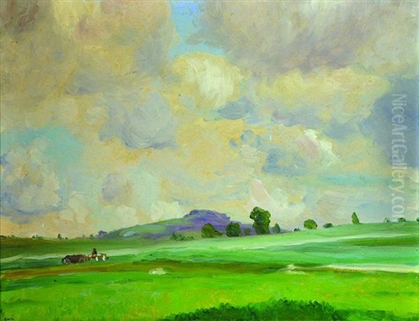 On Pasture Oil Painting by Frantisek Kavan