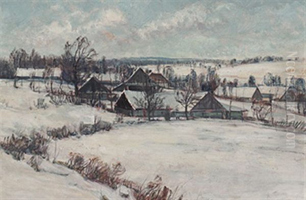 Winterlandschaft Mit Grosen Gehoften Oil Painting by Frantisek Kavan