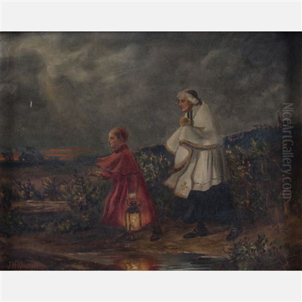 Journey To Give The Sacrament Of The Sick Oil Painting by Joseph Malachy Kavanagh