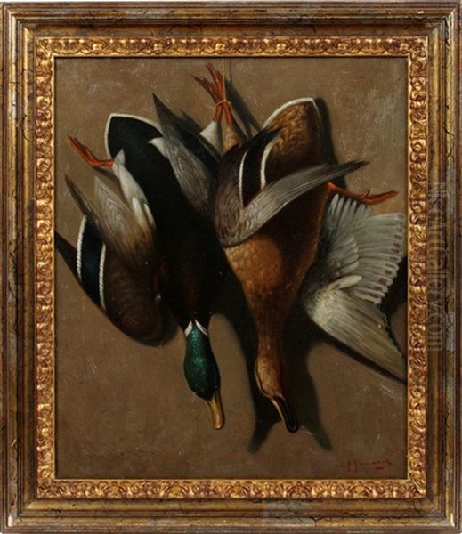 Duck Trophies Oil Painting by Joseph Malachy Kavanagh