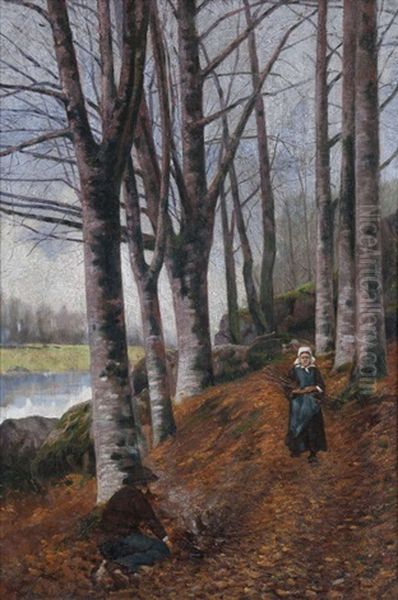 On The Banks Of The Laita, Finistiere Oil Painting by Joseph Malachy Kavanagh