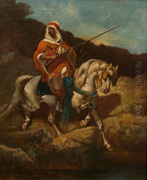 Oriental Sur Son Cheval Oil Painting by Joseph Malachy Kavanagh