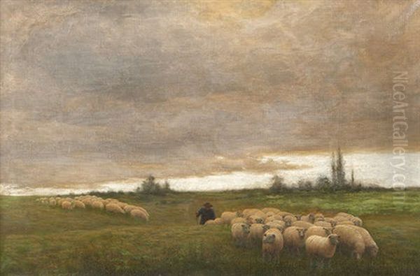 The Drover With His Flock, Homeward Bound Oil Painting by Joseph Malachy Kavanagh