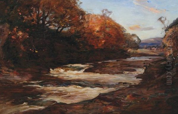 Angler By A Stream Oil Painting by Joseph Malachy Kavanagh