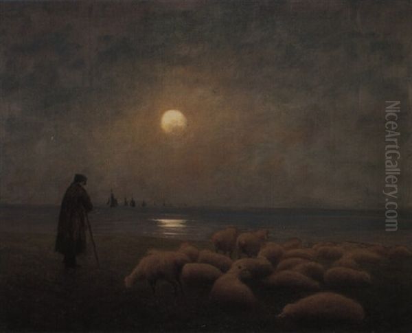 Tending The Flock Oil Painting by Joseph Malachy Kavanagh