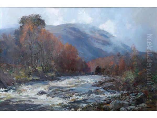 Autumn River Oil Painting by Archibald Kay