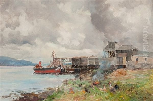 At The Jetty Oil Painting by Archibald Kay