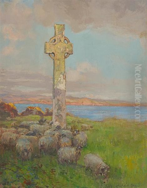 St. Martin's Cross, Iona Oil Painting by Archibald Kay