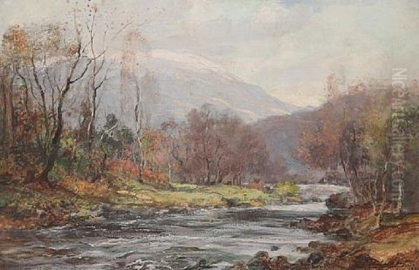 Autumn On The River, The Leny And Ben Ledi Oil Painting by Archibald Kay