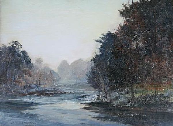 Autumn - A River Landscape Oil Painting by Archibald Kay