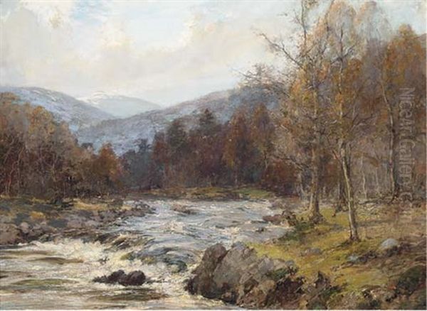 Spring On The River Spey, Aberdeenshire Oil Painting by Archibald Kay