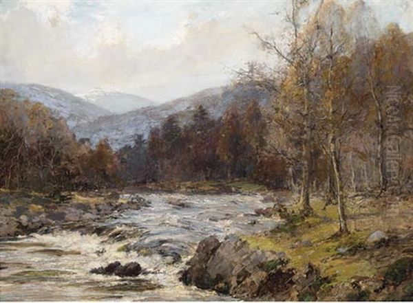 Spring On The River Spey, Aberdeenshire Oil Painting by Archibald Kay