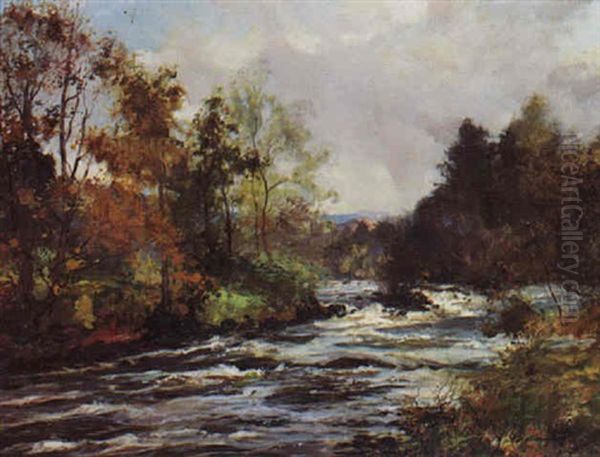 River In Torrent Oil Painting by Archibald Kay