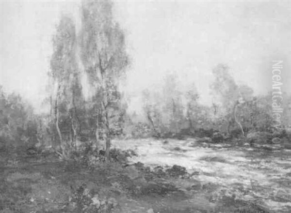 A River In Spate Oil Painting by Archibald Kay