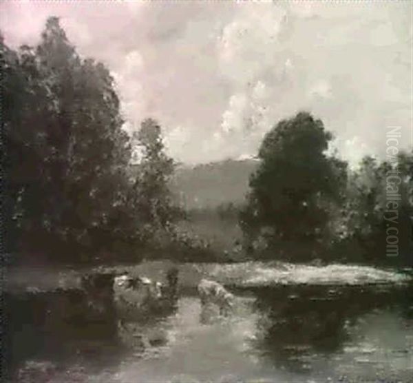 The Distant Grampians From Theriver Spey Oil Painting by Archibald Kay