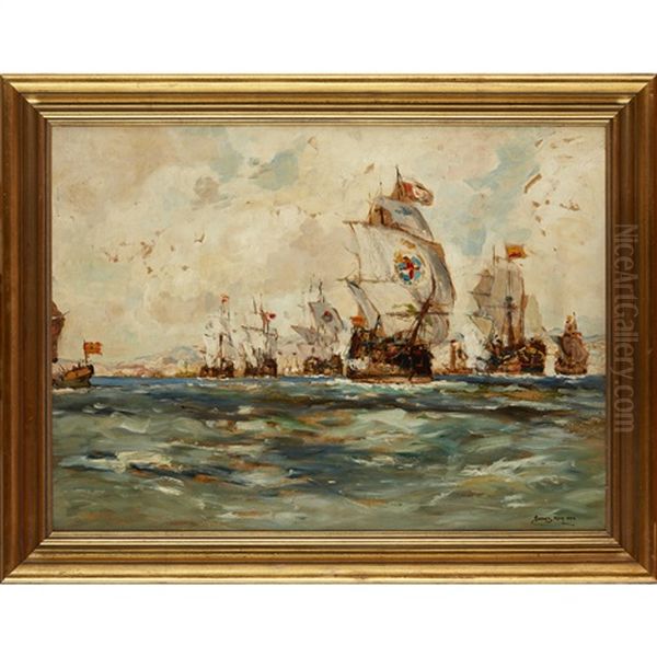 The Spanish Armada Oil Painting by James Kay