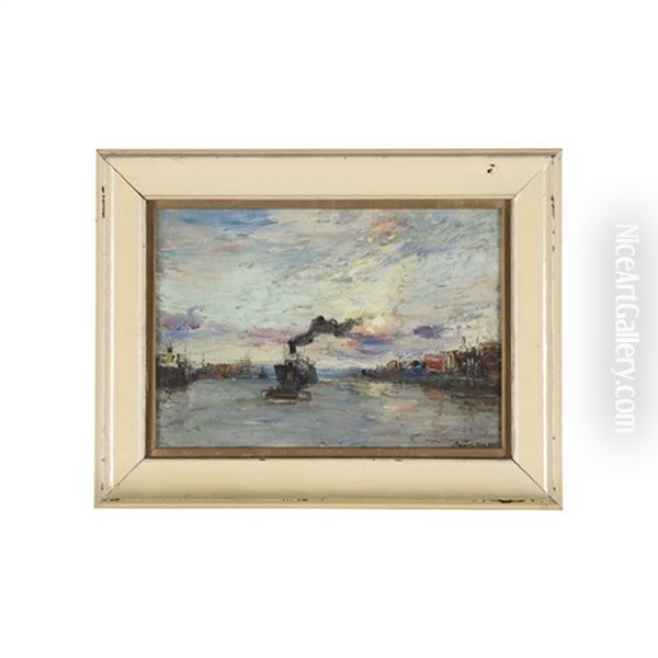 Harbour Scene Oil Painting by James Kay