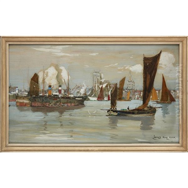 In Harbour Oil Painting by James Kay