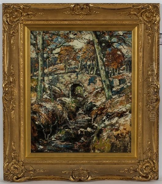 Bridge In Woodlands Oil Oil Painting by James Kay