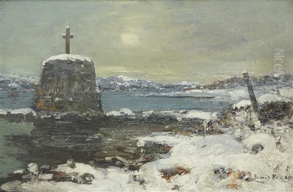 Snow On A West Coast Monument Oil Painting by James Kay