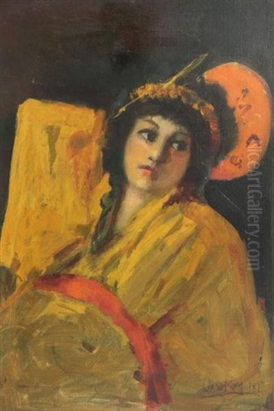 Lady In Oriental Dress Oil Painting by James Kay