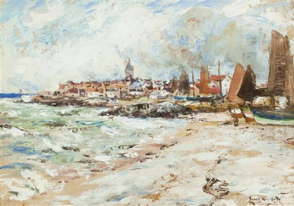 East Coast Harbour, Probably Largo Oil Painting by James Kay