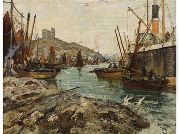 Tarbert Harbour Oil Painting by James Kay