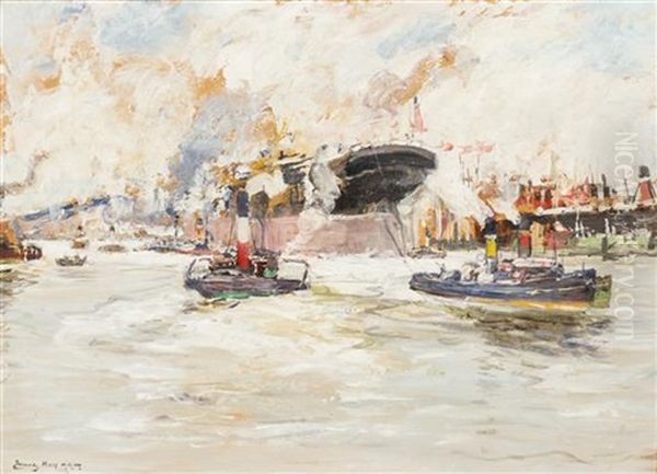 The Launching Of The Lusitania Oil Painting by James Kay