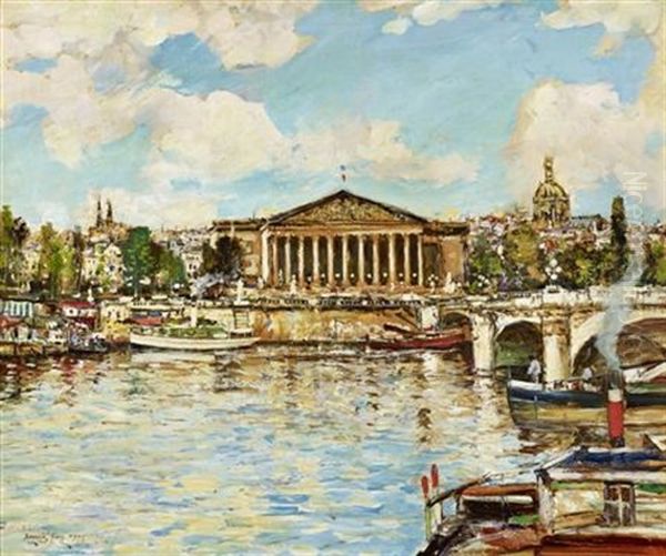 National Assembly, Paris From The Seine Oil Painting by James Kay