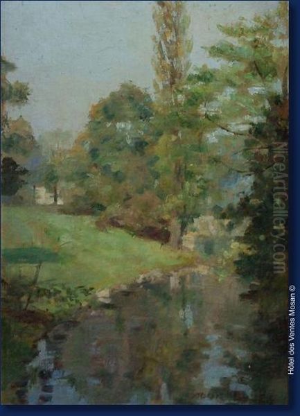 Paysage A La Riviere Oil Painting by Ludovic Baues