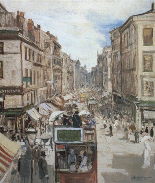 A Sunny Day, Argyle Street, Glasgow Oil Painting by James Kay