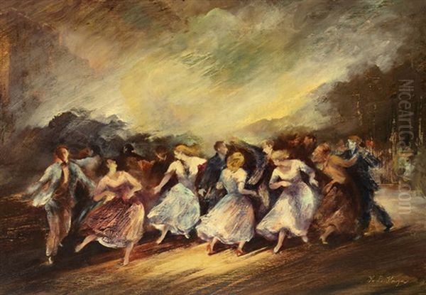 Early Summer, Figures Dancing Oil Painting by Hilde Band Kayn