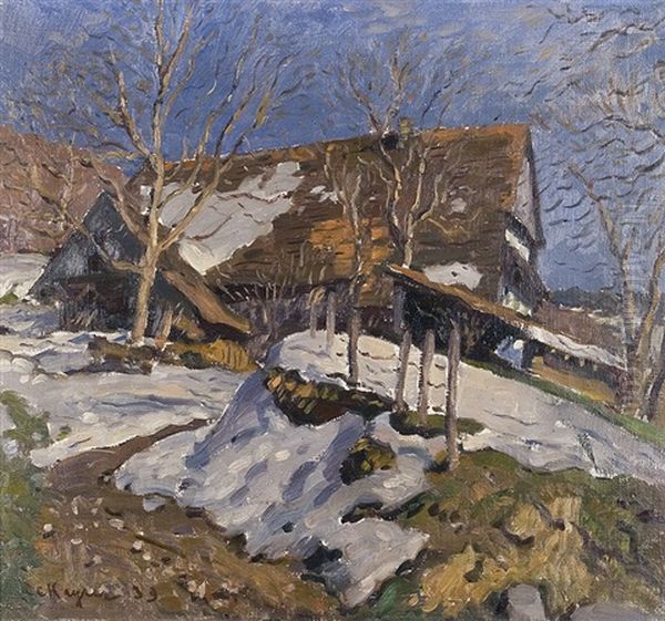 Hof Im Winter Oil Painting by Conrad Kayser