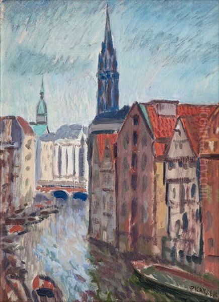 Blick Durch Den Nikolaifleet Oil Painting by Paul Kayser