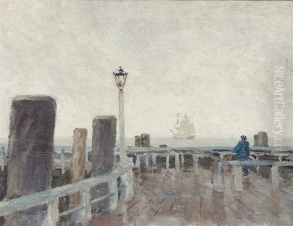 Pier In Travemunde Oil Painting by Paul Kayser