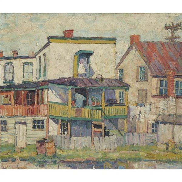 Houses By The River Oil Painting by Susette Inloes Schultz Keast