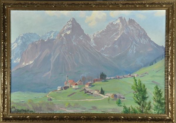 Dorf Vor Bergmassiv by Otto Keck