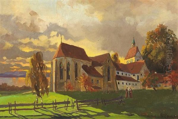 Herbstabend Auf Kloster Reichenau Oil Painting by Otto Keck