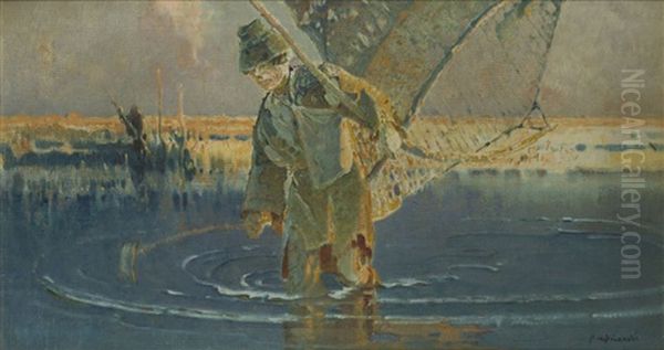 Fisherman I Oil Painting by Apoloniusz Kedzierski