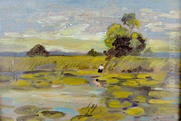 Landschaft Oil Painting by Apoloniusz Kedzierski